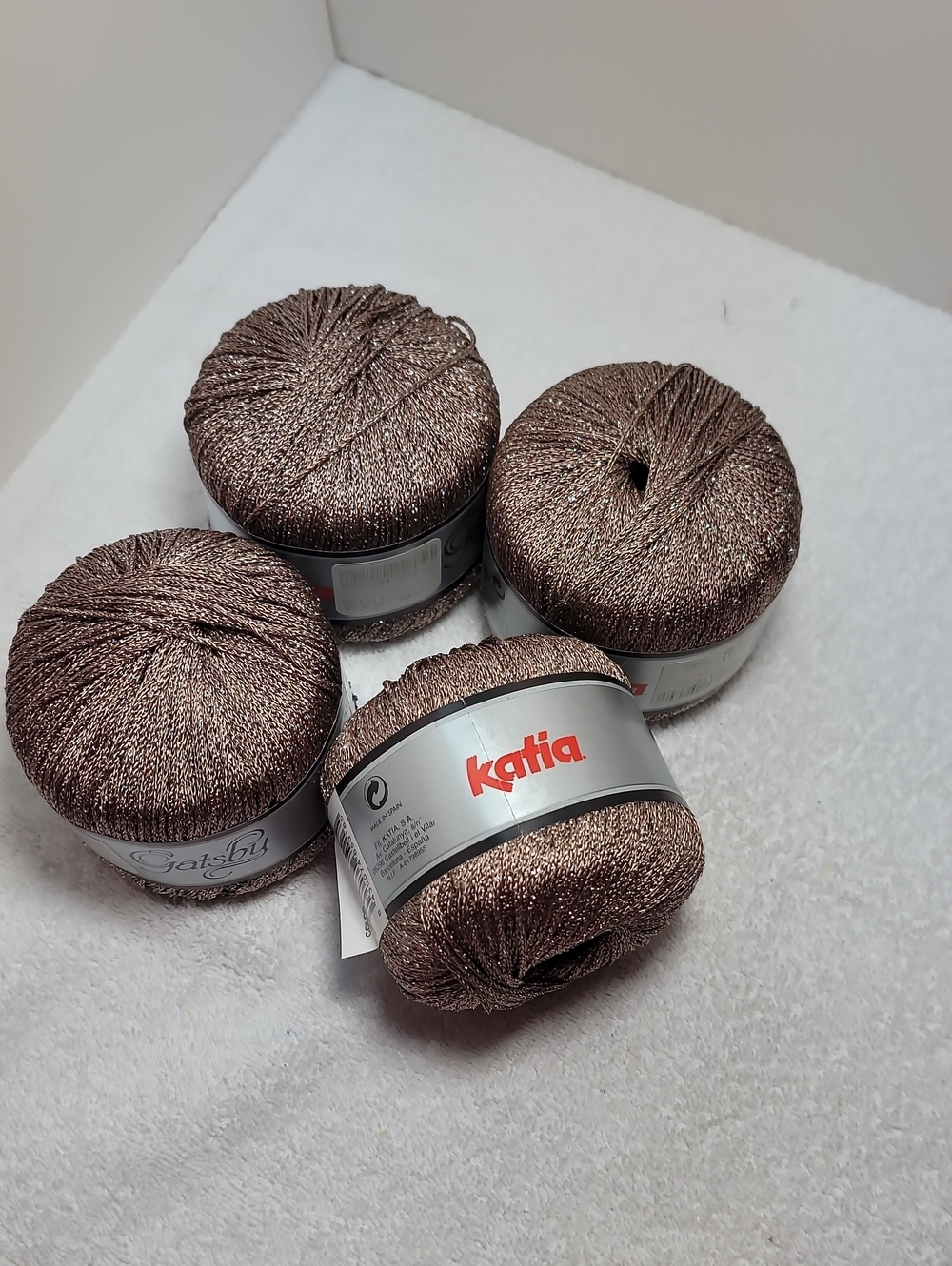 Katia "Gatsby" Shimmer Metallic Yarn - Brown - NWT - 4 Balls